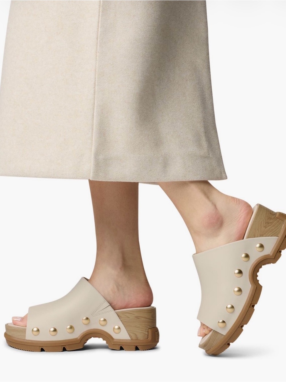 SOREL Roam'n Slide Leather Platform Sandal Chalk/ Gum 2
